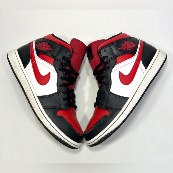 Nike Air Jordan 1 Mid ‘Bred Toe’ (554724 079) Shoes Size: 10 M - Picture 2 of 7